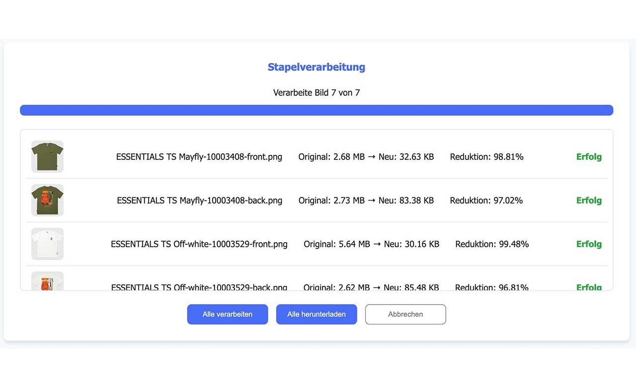 Stapelverarbeitung für mehrere Bilder gleichzeitig